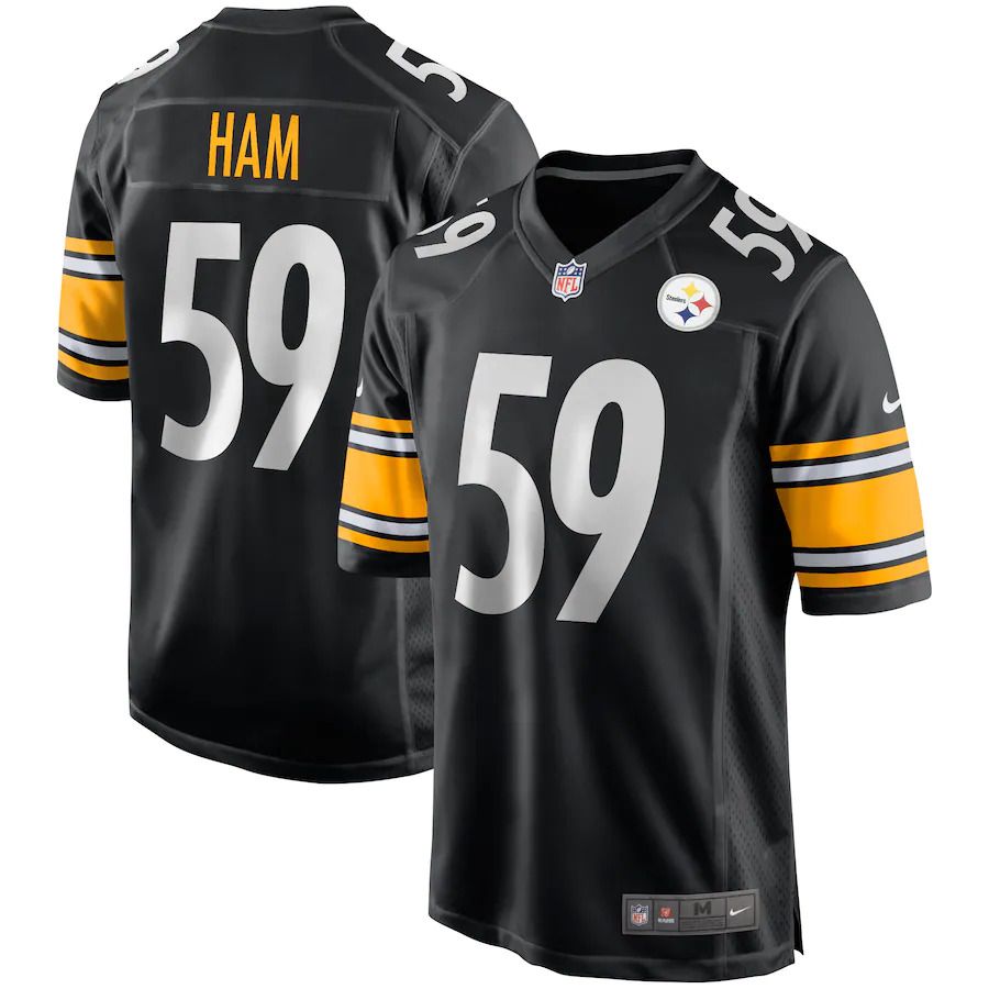Men Pittsburgh Steelers 59 Jack Ham Nike Black Game Retired Player NFL Jersey